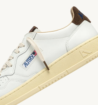 AUTRY MEDALIST LOW WHITE LEATHER CHOCOLATE CHIP SUEDE - AULMHJ03