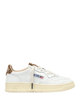AUTRY MEDALIST WHITE LEATHER LEOPARD SUEDE - AULWHJ02