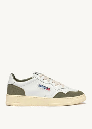 AUTRY MEDALIST LOW  WHITE LEATHER SMOKE GREEN SUEDE - AULMFT21