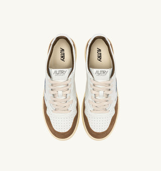 AUTRY MEDALIST LOW  WHITE LEATHER TOBACCO SUEDE - AULMFT17
