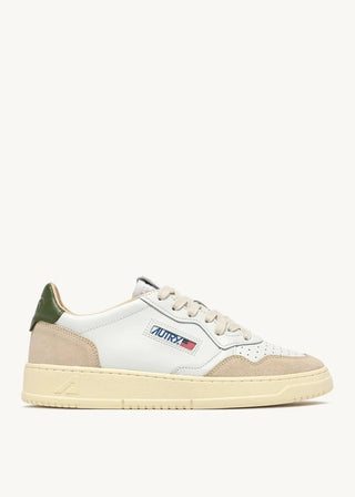 AUTRY MEDALIST LOW  WHITE LEATHER BRONZE GREEN SUEDE - AULMLS17
