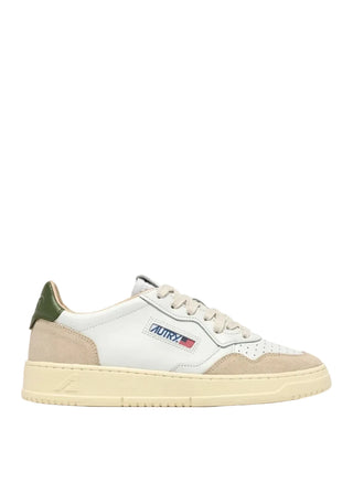 AUTRY MEDALIST WHITE LEATHER BRONZE GREEN SUEDE - AULWLS17