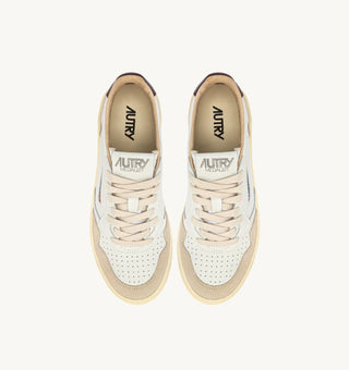 AUTRY MEDALIST LOW  WHITE LEATHER BRONZE GREEN SUEDE - AULMLS18