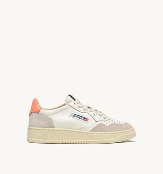 AUTRY MEDALIST LOW  WHITE  PEACH LEATHER/BEIGE SUEDE - AULWLS13