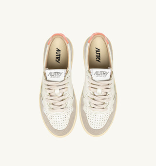 AUTRY MEDALIST LOW  WHITE  PEACH LEATHER/BEIGE SUEDE - AULWLS13