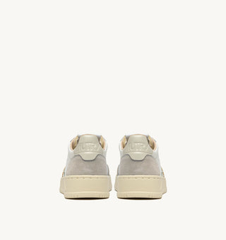AUTRY MEDALIST LOW  WHITE  PELICAN LEATHER/BEIGE SUEDE - AULWLS14