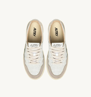 AUTRY MEDALIST LOW  WHITE  PELICAN LEATHER/BEIGE SUEDE - AULWLS14