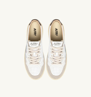 AUTRY MEDALIST LOW  WHITE TEAK LEATHER/BEIGE SUEDE - AULMLS15