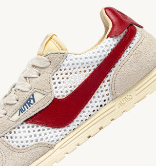 AUTRY WINDSPIN WHITE SAND RED MESH LEATHER - WSLWKD05