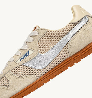 AUTRY WINDSPIN ECRU SILVER MESH LEATHER - WSLWKD06